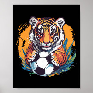 Tiger Fußball Byll Wildes Dschungeltier Poster