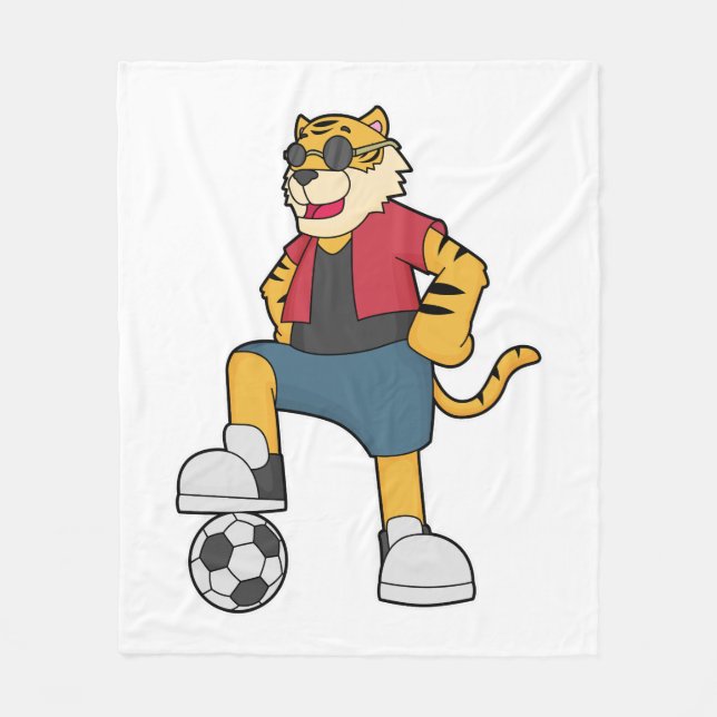 Tiger-Fußball-Fußball Fleecedecke (Vorderseite)