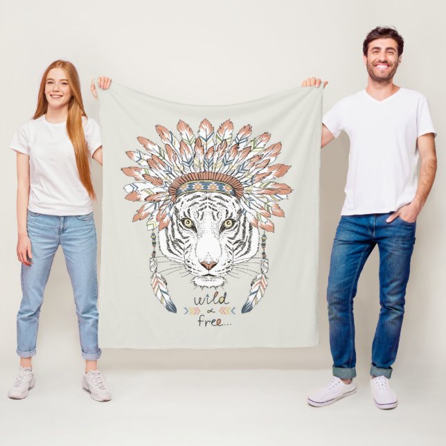 Tiger-gebürtiger Ureinwohner-Leiter Fleecedecke (Beispiel)