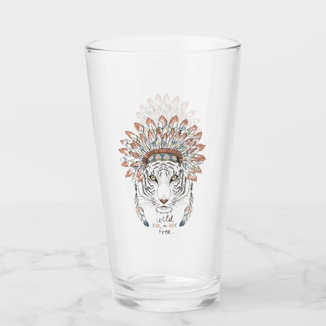 Tiger-gebürtiger Ureinwohner-Leiter Glas (Vorderseite)