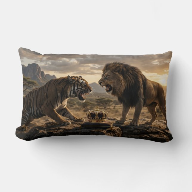 Tiger gegen Löwe Lendenkissen (Vorderseite)
