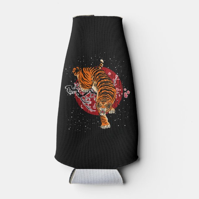 Tiger-Geschenk | Cherry Blossom Tiger Lover Gesche Flaschenkühler (Vorderseite)