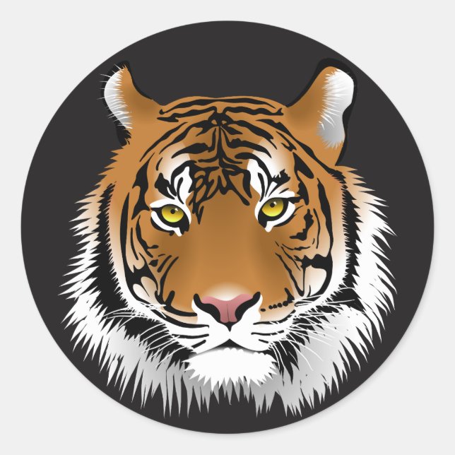 Tiger-Gesicht Illustrative runde Glossy Sticker (Vorderseite)