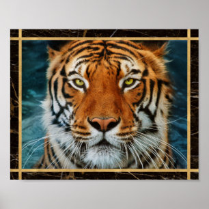 Tiger-Gesicht-Marmor-Foto-Bild-Druck-Poster Poster