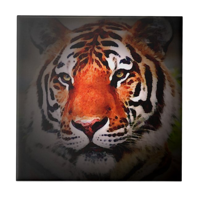 Tiger-Gesicht Motivationskunstwerk Fliese (Vorderseite)