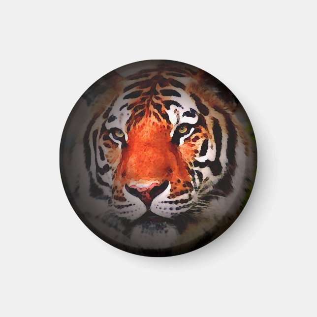 Tiger-Gesicht Motivationskunstwerk Magnet (Vorne)
