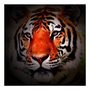 Tiger-Gesicht Motivationskunstwerk Poster