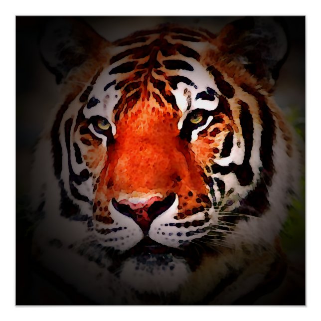 Tiger-Gesicht Motivationskunstwerk Poster (Vorderseite)