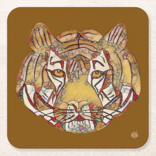 Tiger-Gesicht Quadratisch Papier Untersetzer