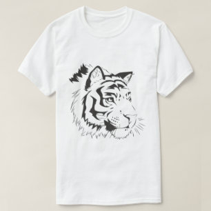 Tiger-Gesicht, Tiger-Gesicht-Silhouetten, schwarz T-Shirt