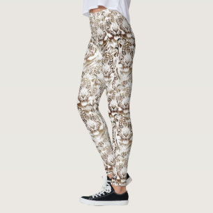 Tiger-Gesichtsdesign Weiß und Braun Leggings