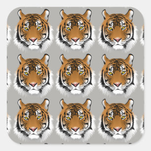 Tiger-Gesichtskleber Quadratischer Aufkleber