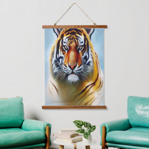 Tiger-Gesichtsmalerei - beeindruckende Artenvielfa Wandteppich Mit Holzrahmen