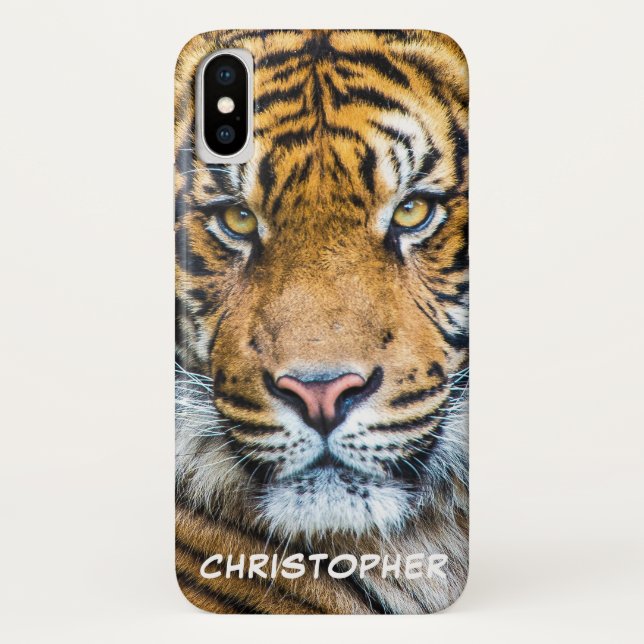 Tiger-Gesichtsname Personalisiert Case-Mate iPhone Hülle (Rückseite)
