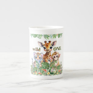 Tiger Giraffe Affe Wilde Eins Prozellantasse