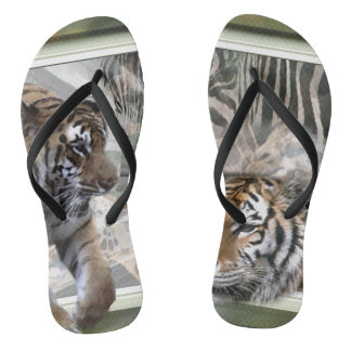 Tiger Giraffe Zebra Lovers Flip Flops