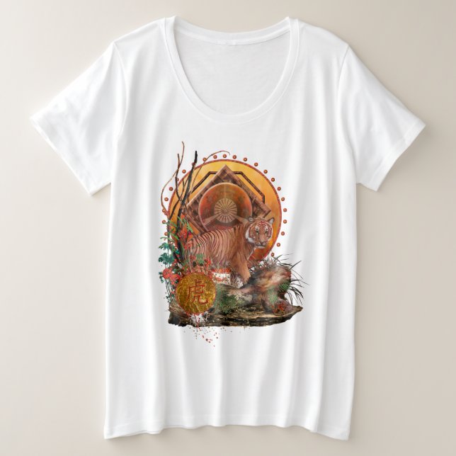 "TIGER GLORY" Malaiischer Tiger Große Größe T-Shirt (Design vorne)
