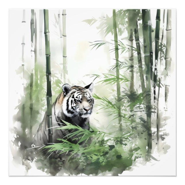 Tiger Green Bamboo Forest Fotodruck (Vorne)