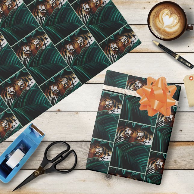 Tiger Green Jungle Blätter Geschenkpapier (Von Creator hochgeladen)