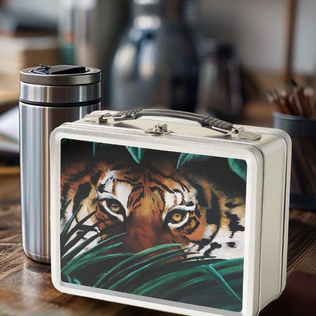 Tiger Green Jungle Blätter Metall Brotdose (Von Creator hochgeladen)