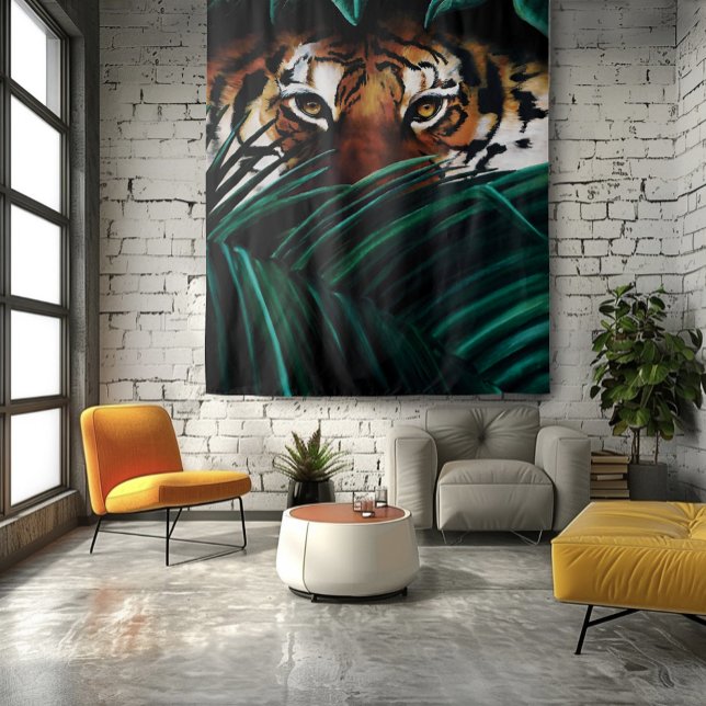 Tiger Green Jungle Blätter Wandteppich (Von Creator hochgeladen)