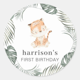 Tiger Greenery Round Runder Aufkleber