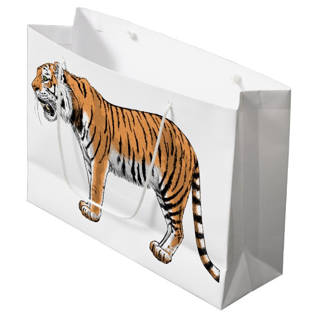 Tiger Große Geschenktüte (Vorderseite Schrägansicht)