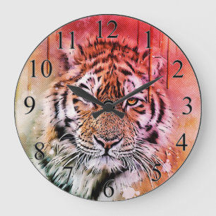 Tiger Große Wanduhr