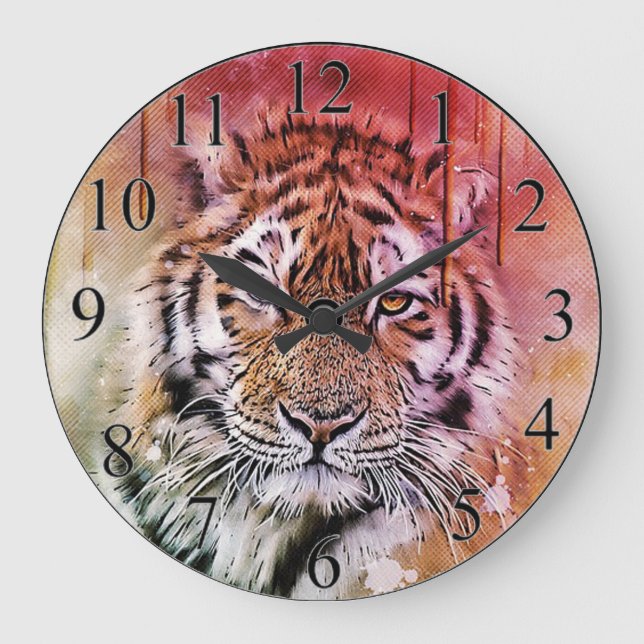 Tiger Große Wanduhr (Vorderseite)