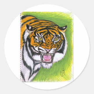 Tiger Growling Runder Aufkleber