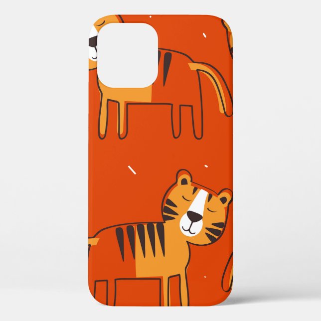 Tiger, handgezeichneter Hintergrund. Farbenfrohe,  Case-Mate iPhone Hülle (Rückseite)