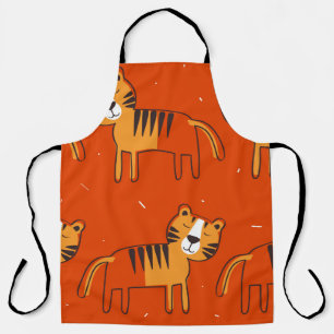 Tiger, handgezeichneter Hintergrund. Farbenfrohe,  Schürze