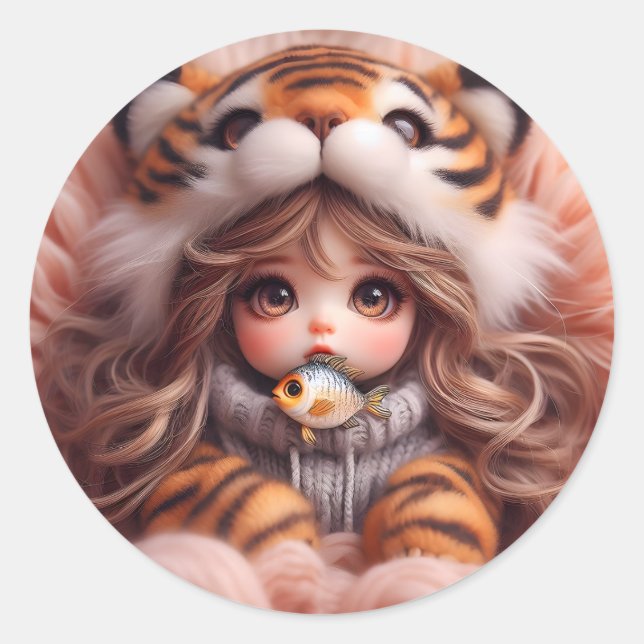 Tiger Hat Doll Sticker (Vorderseite)