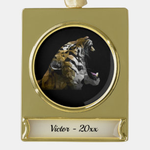Tiger Head Banner-Ornament Gold