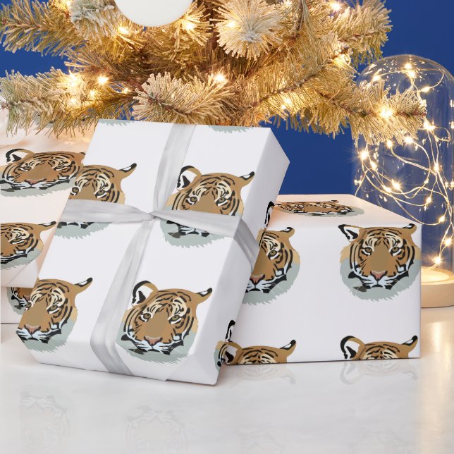 Tiger Head Face Wild Animal Tiger Geschenkpapier (Feiertage)