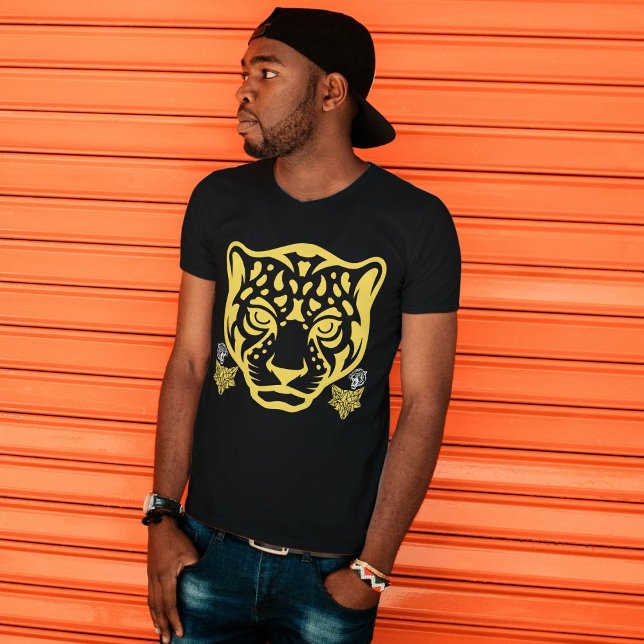 Tiger Head Graphic Leopard Head Big Cat Black T-Shirt (Von Creator hochgeladen)
