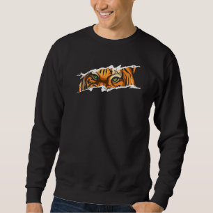 Tiger Head Green Eyes Wildlife Predator Wilderness Sweatshirt