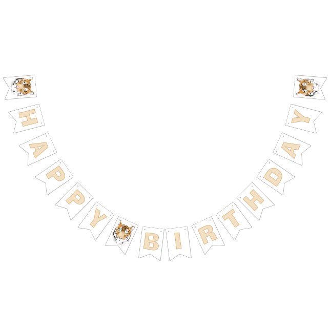 Tiger Head Happy Birthday Party Wimpelkette (Alle)