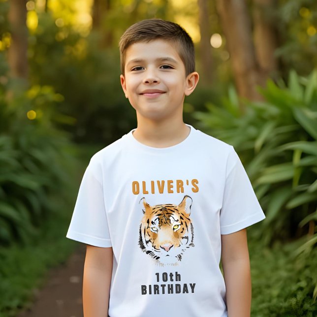 Tiger Head Name Birthday Party Gast of Honor T-Shirt (Von Creator hochgeladen)