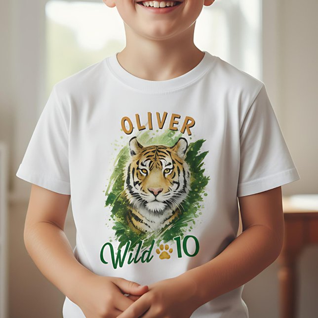 Tiger Head Name Birthday Party Guest of Honor T-Shirt (Von Creator hochgeladen)