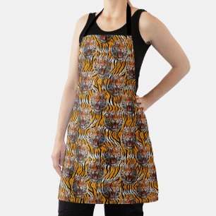 Tiger Head on Tiger Skin Animal Print Design Schürze
