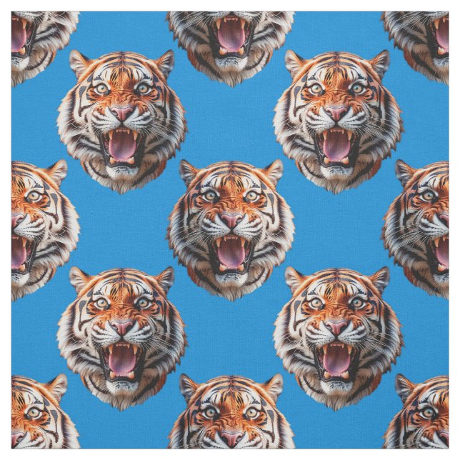 Tiger Head Pattern Design Blue  Stoff (Muster)