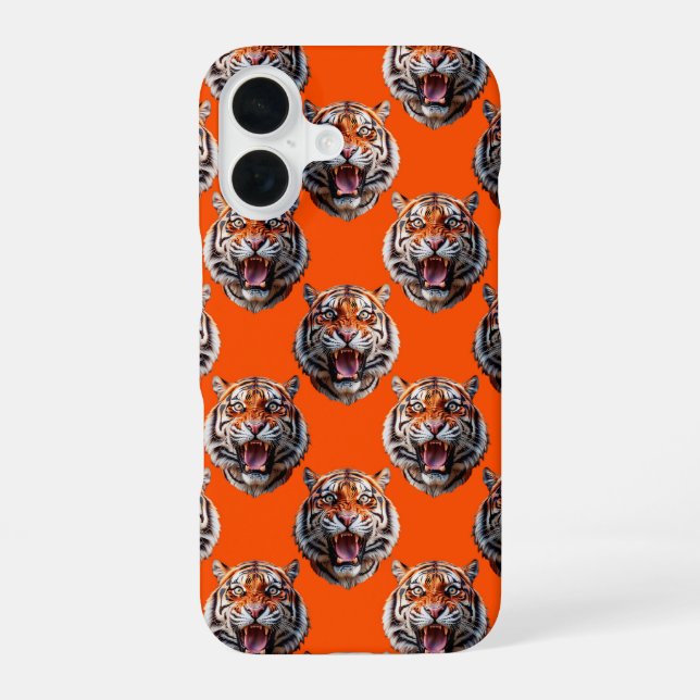 Tiger Head Pattern Design Orange  iPhone 16 Hülle (Rückseite)