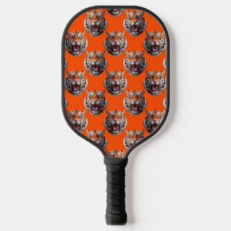 Tiger Head Pattern Design Orange Pickleball Schläger