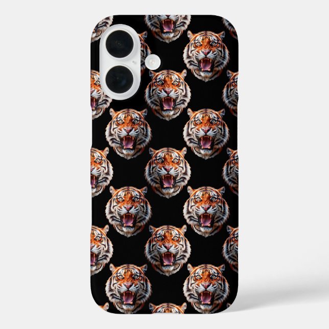 Tiger Head Pattern Design - Schwarz Case-Mate iPhone Hülle (Rückseite)