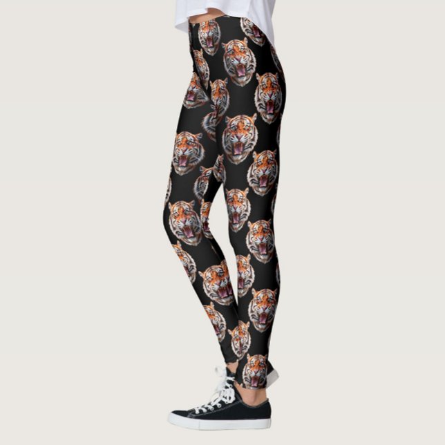 Tiger Head Pattern Design - Schwarz Leggings (Von Creator hochgeladen)