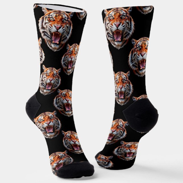 Tiger Head Pattern Design - Schwarz Socken (Von Creator hochgeladen)