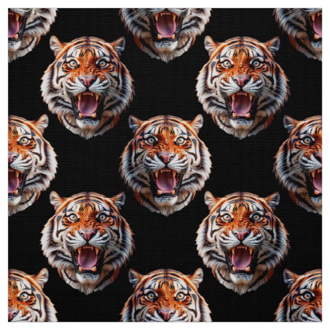 Tiger Head Pattern Design - Schwarz Stoff (Muster)