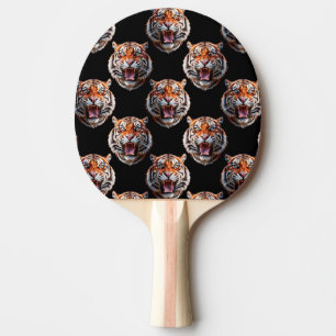 Tiger Head Pattern Design - Schwarz Tischtennis Schläger