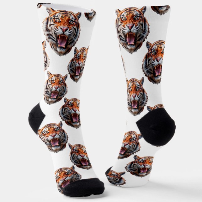 Tiger Head Pattern Design - White   Socken (Von Creator hochgeladen)